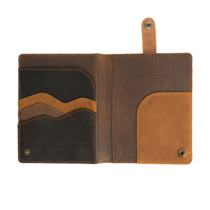Leather passport cover for travel
