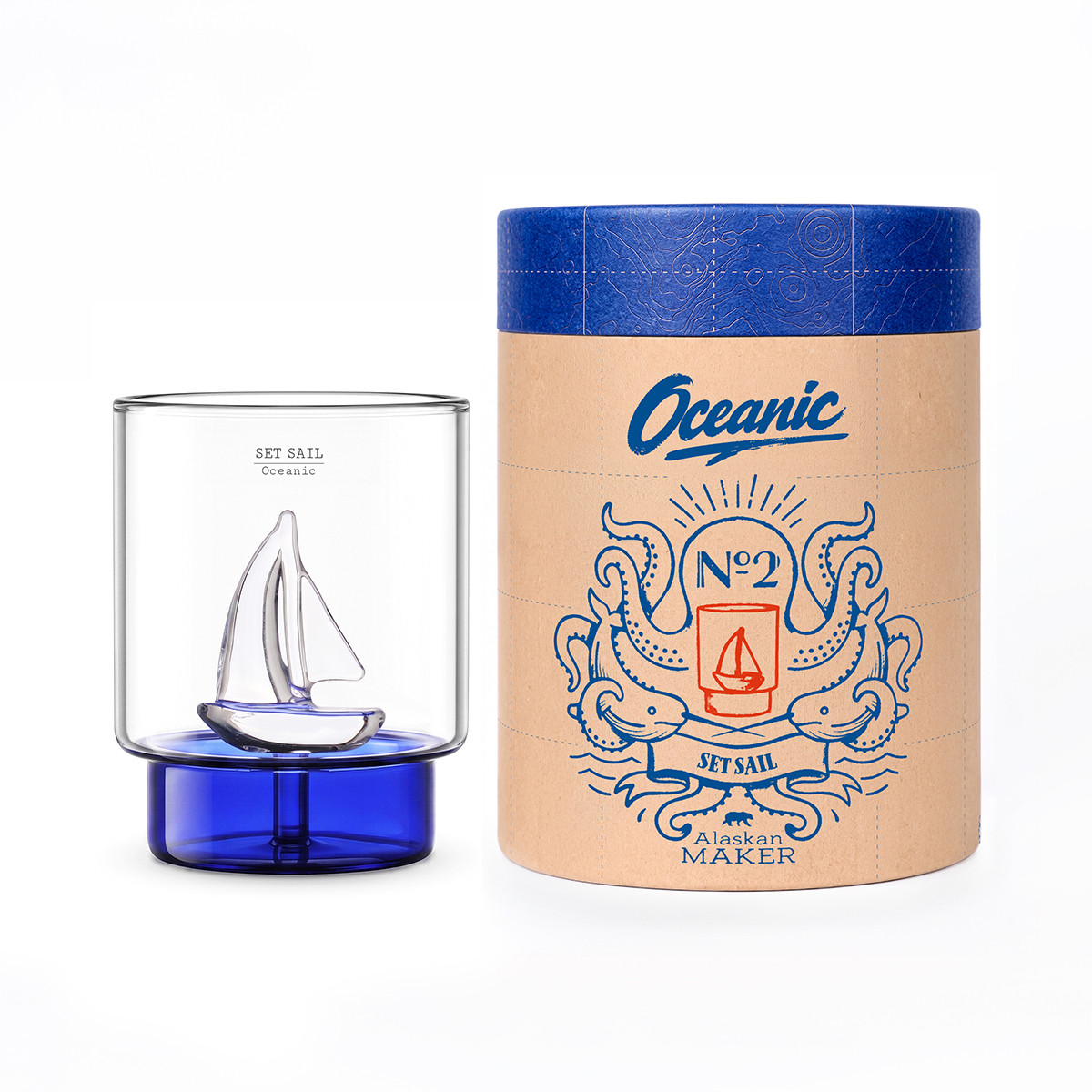 Oceanic Lighthouse glass and box