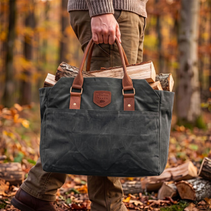 Sac à buches 2 en 1 CRAFTWOOD toile waxée| Alaskan MAKER