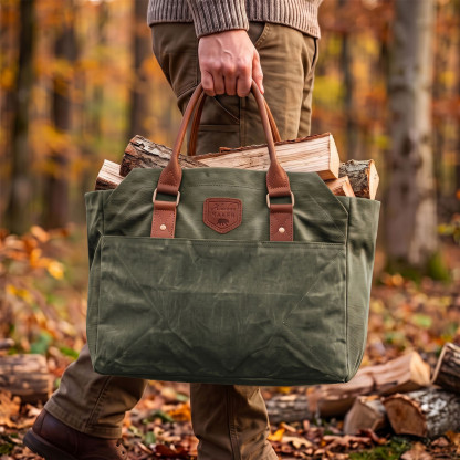 Sac à buches 2 en 1 CRAFTWOOD toile waxée| Alaskan MAKER