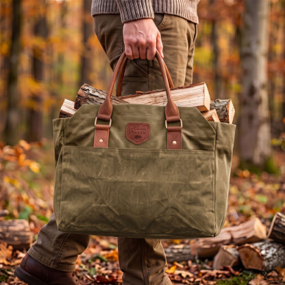 2-in-1 waxed canvas firewood tote bag CRAFTWOOD - Alaskan MAKER