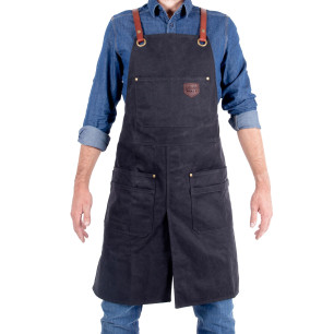Tablier fendu en toile waxée et cuir vintage n°690 | Alaskan Maker