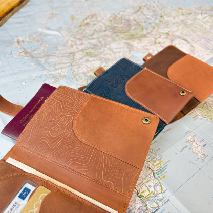 Leather passport cover for travel