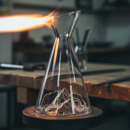 Water carafe in the shape of a Mount Everest mountain 