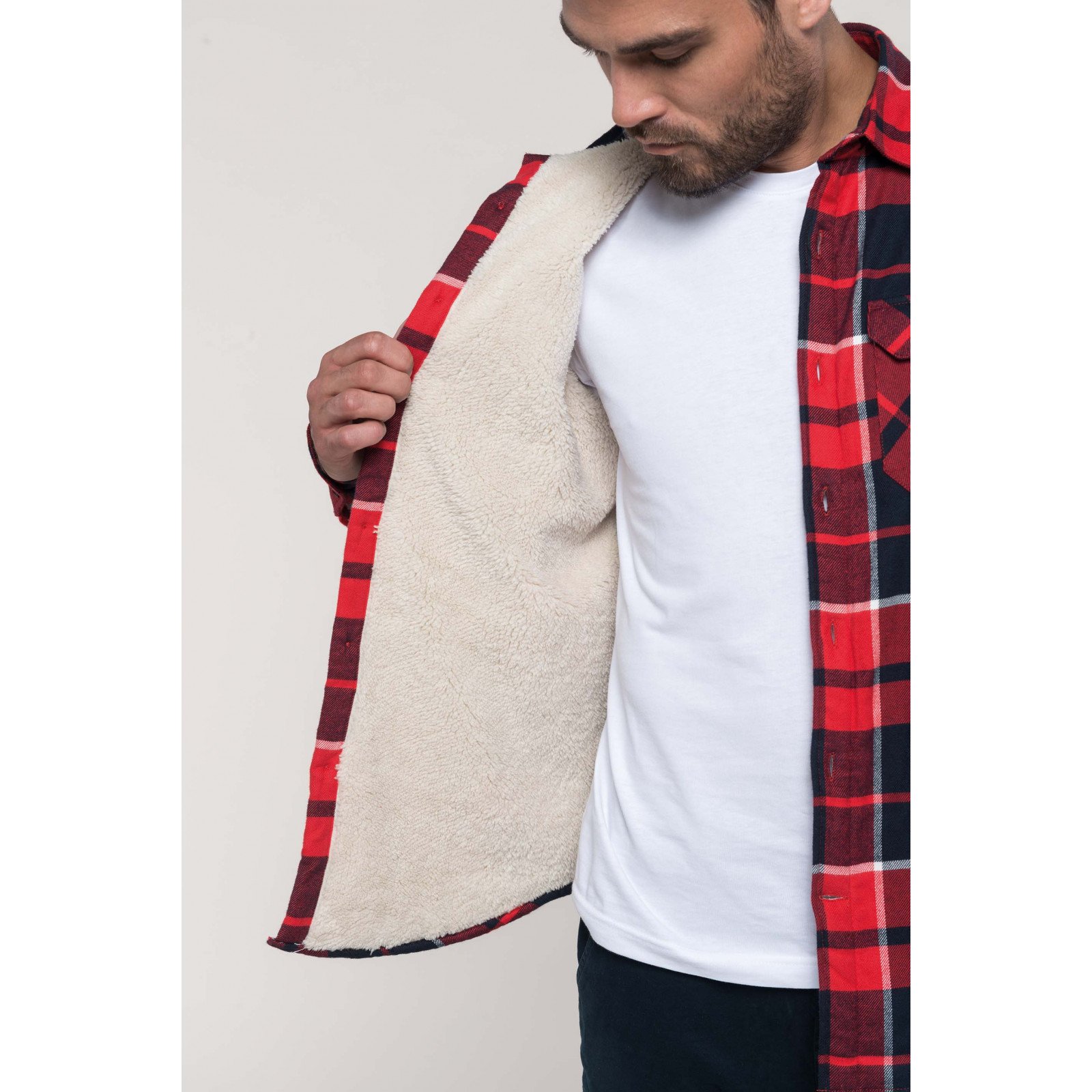 Surchemise à carreaux doublée sherpa