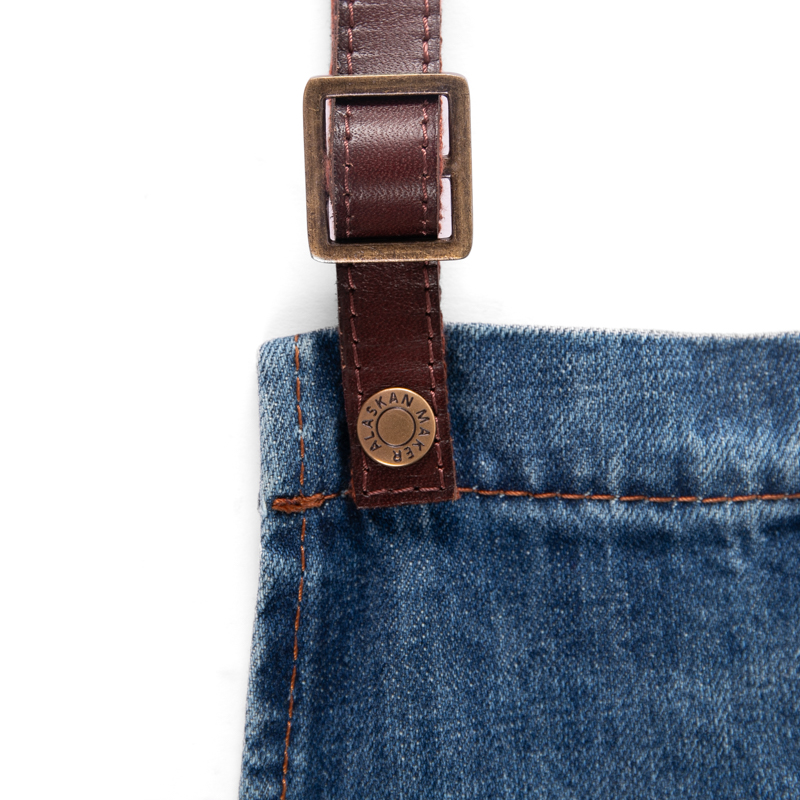 Tablier denim cuir
