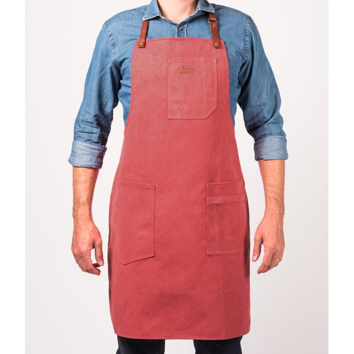 Tablier denim cuir