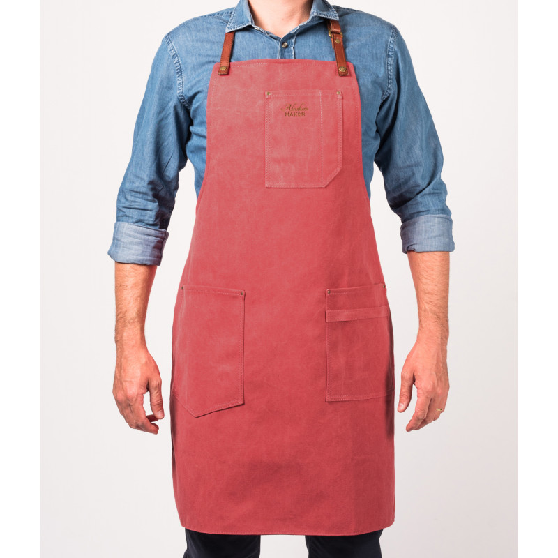 Tablier denim cuir
