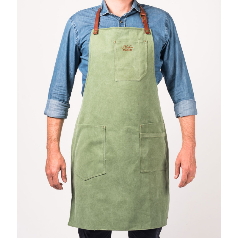 Tablier denim cuir