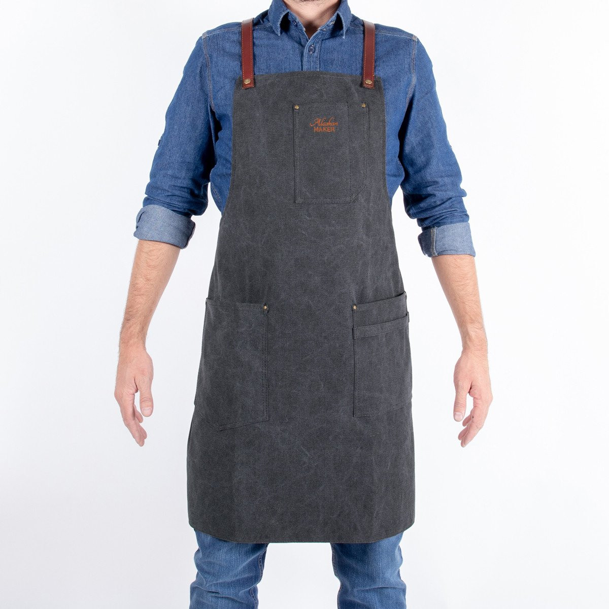 Tablier En Cuir Imperméable – Pour Cuisine, Barbecue, Barbier, Réglable Et Résistant