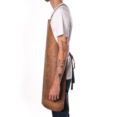 Theodore Tablier En Cuir Avec Design Croisé - Confortable, 3 Poches, Sangles Réglables - Idéal Travail Du Bois, Barbecue, Unisexe