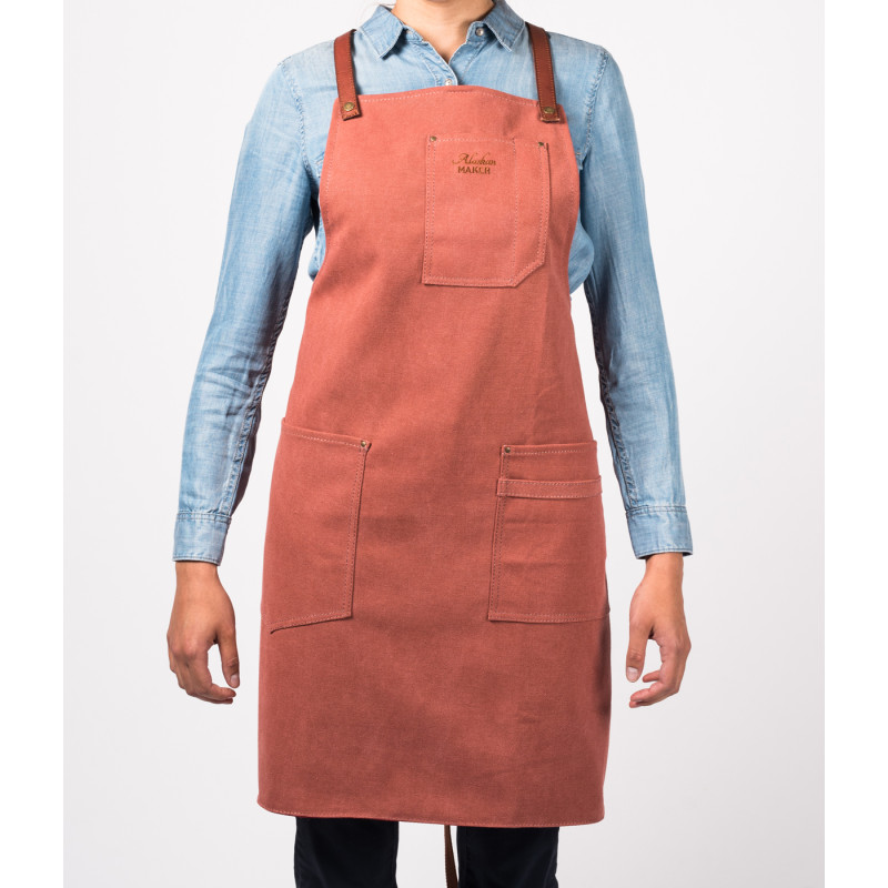 Tablier denim cuir