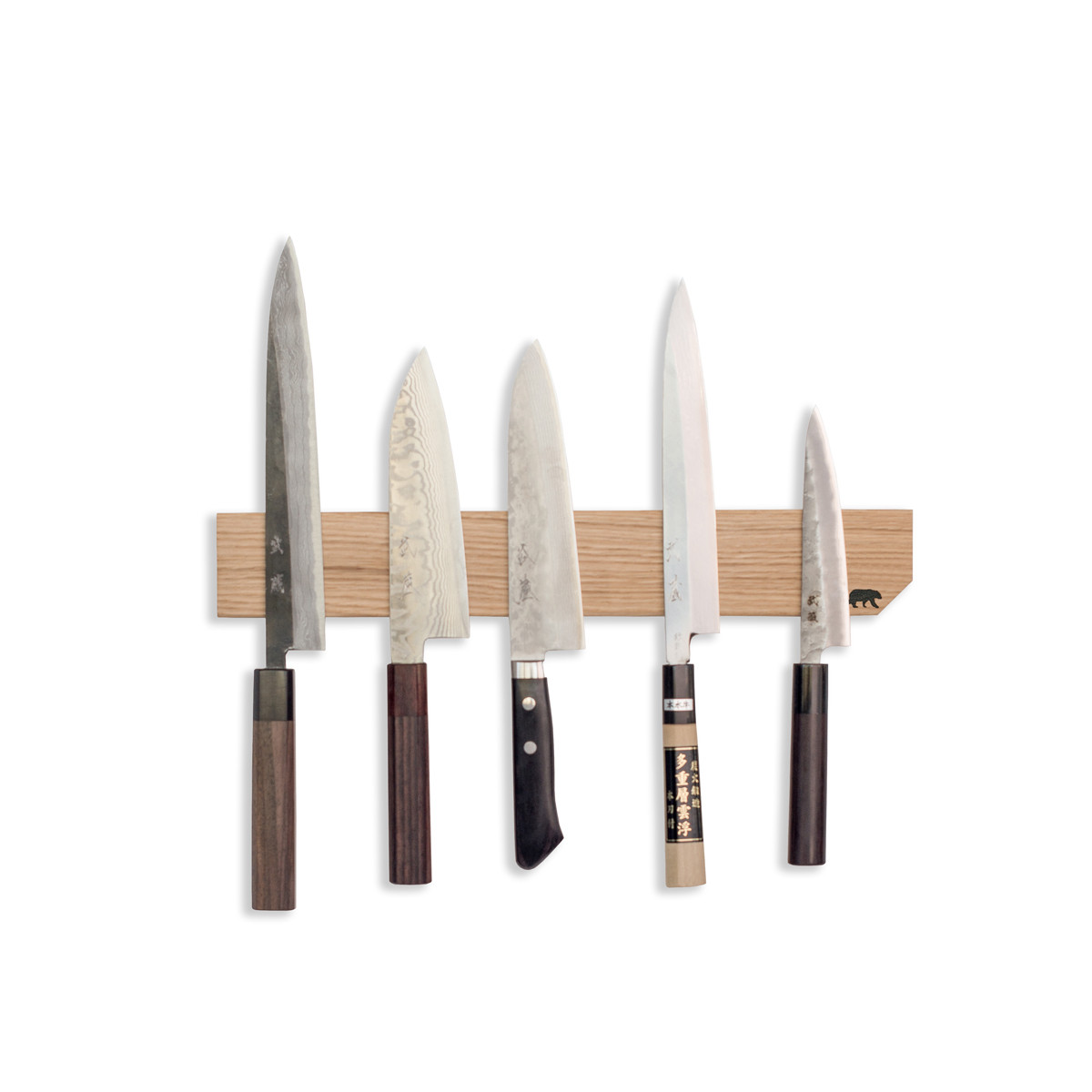 Porte couteau aimanté néodyme 45 cm avec support bois - Tom Press