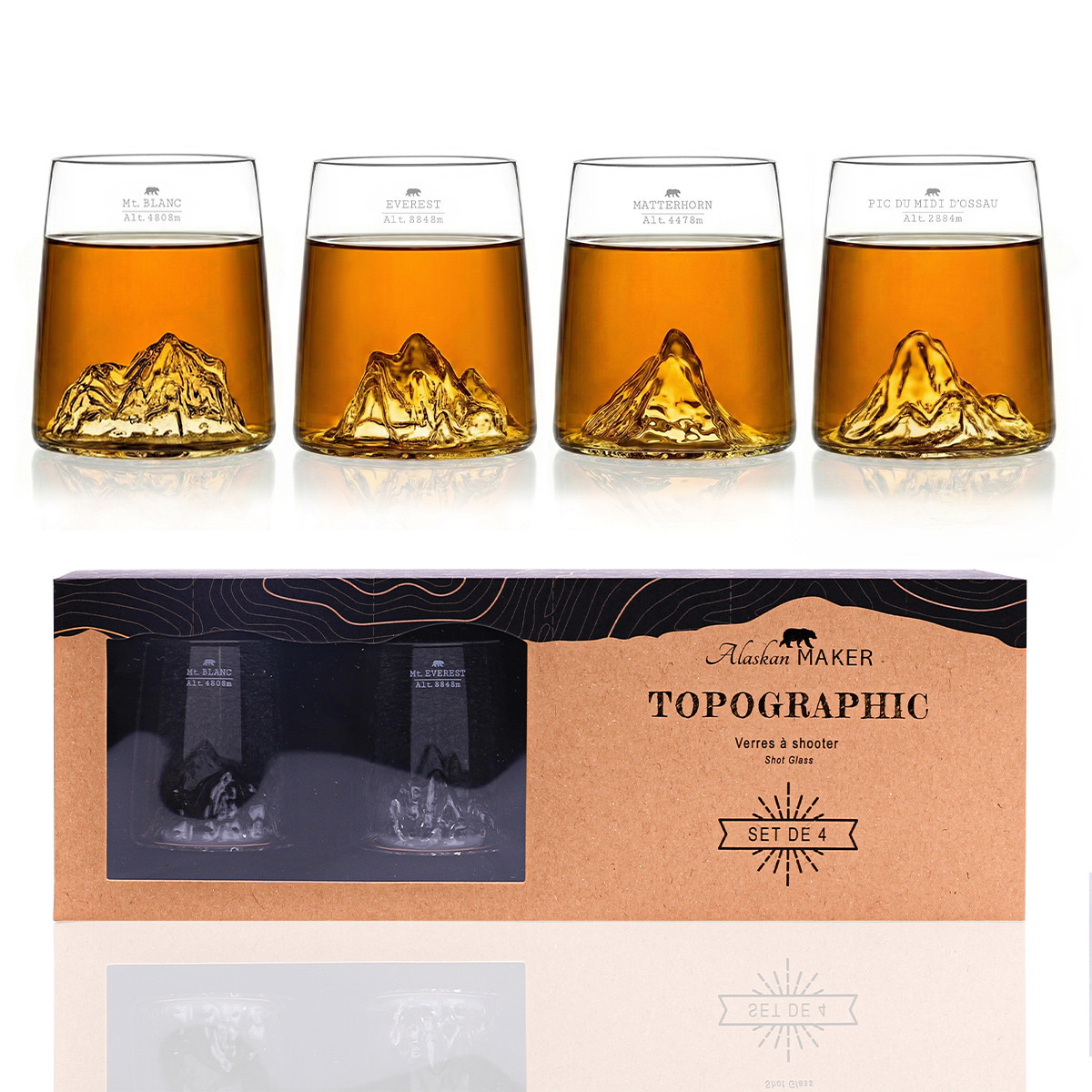 Set de 4 shooters Topographic