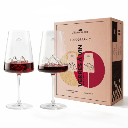 Coffret de 2 verres à vin : Tofane & Tre Cime di Lavaredo TOPOGRAPHIC
