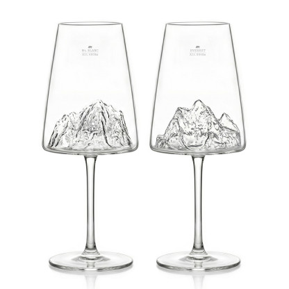 Mont Blanc & Everest wine glass set TOPOGRAPHIC