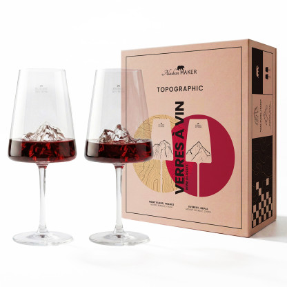 Mont Blanc & Everest wine glass set TOPOGRAPHIC