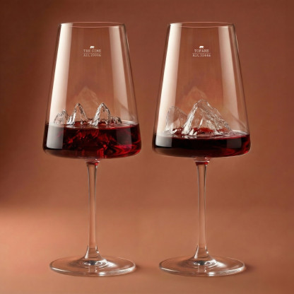 Set of 2 wine glasses - Tre Cime di Lavaredo & Tofane TOPOGRAPHIC