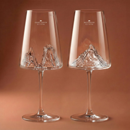 Set of 2 wine glasses - Grand Canyon & Matterhorn TOPOGRAPHIC