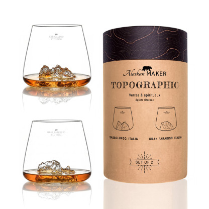 Set of 2 glasses Sassolungo & Gran paradiso TOPOGRAPHIC
