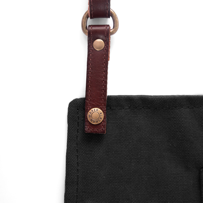 Tablier denim cuir