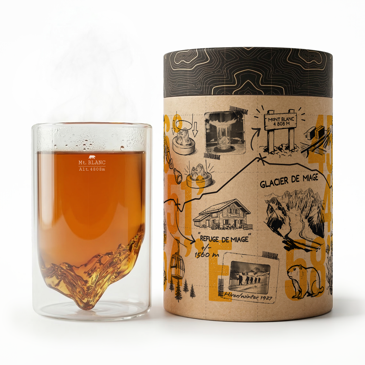 Verre double paroi Mont Blanc et coffret carnet de voyage