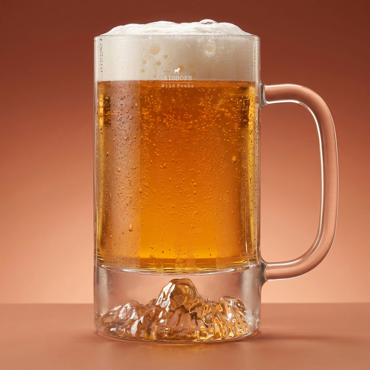 Beer mug filled with beer, generous size