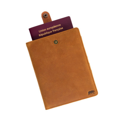 Leather passport cover for travel