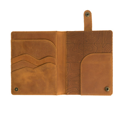 Leather passport cover for travel