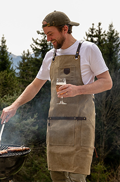 Tablier barbecue en toile waxée et cuir homme - Alaskan Maker